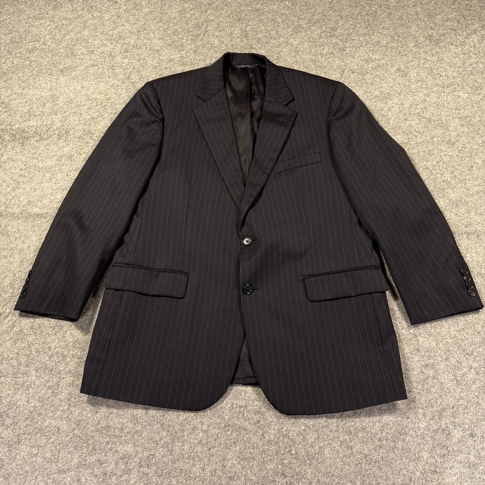 Brooks Brothers 1818 Madison Suit Jacket Mens 43R Navy Blue Pinstripe Two Button